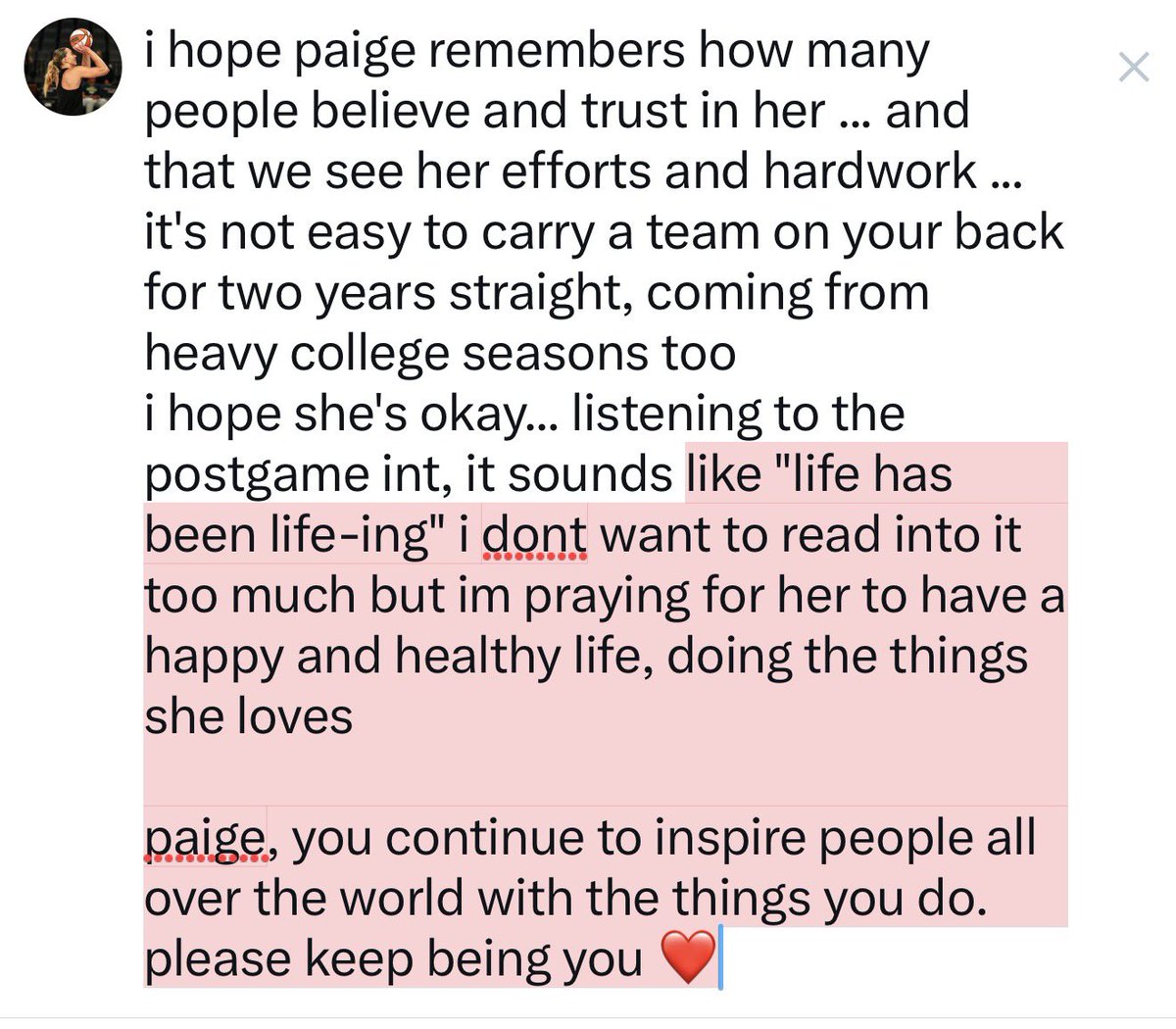 hourlypbueckers's tweet photo. paige, i’m praying for you … give it time, soon enough you’ll figure it out! :) 

we are right beside u and believe in you 

keep your head high, paigey! u’re the strongest person i know https://t.co/GcM6yvLuek