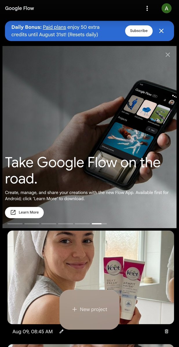 OlatundeAI's tweet photo. STEP 4: Open Flow AI and log in with your Gmail. Click on "New Project" and switch to "Video" mode.

Choose "Frame, 9:16, Omni Flash, 10s and x1." That'll cost 15 credits, out of 50 daily credits.

Copy all the Prompt Result in STEP 3, attach it with the same image and run it. https://t.co/lu2txRXHmj