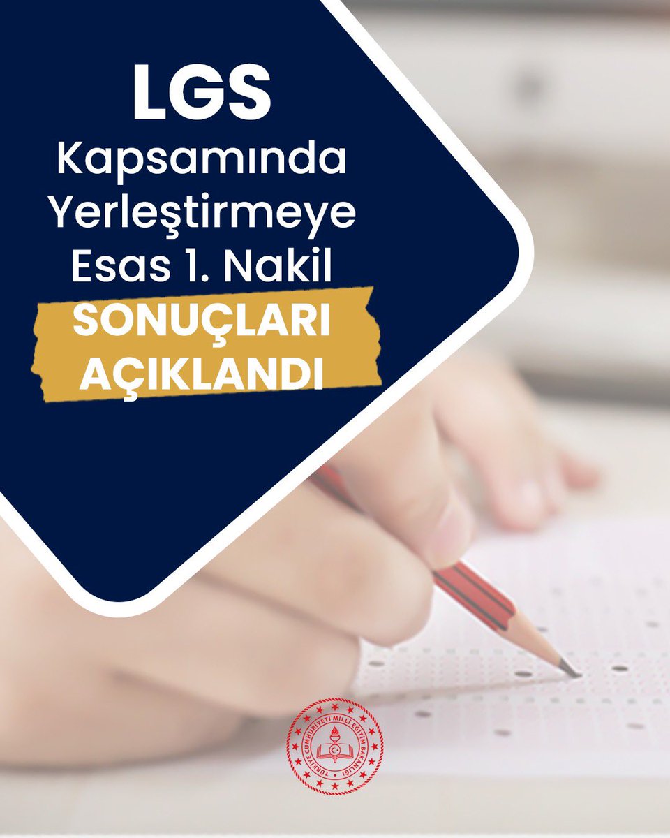 tcmeb's tweet photo. Liselere Geçiş Sistemi (LGS) Kapsamında Yerleştirmeye Esas 1. Nakil Sonuçları Açıklandı

👉🏻 https://t.co/Ifvi6evK7T https://t.co/BXNB8OslIY