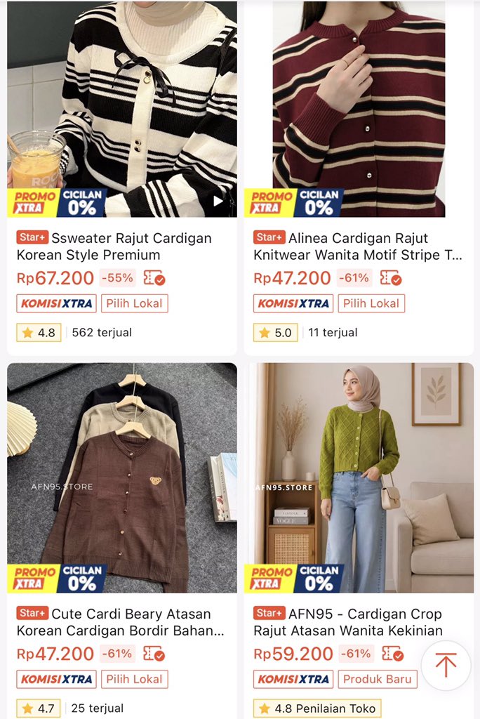 dsftrn_'s tweet photo. INI APAA GA RUGI YAA🤯
Nemuin cardigan sama blouse knitt dalam satu store yang semurah ini mahh bukan lagi seporsi kemenangan lagi tapi se emberr kemenangan😭❤️✨ https://t.co/hq5GXQ0qJK