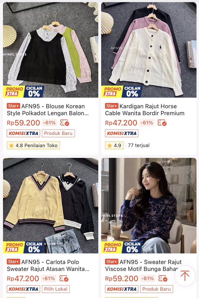 dsftrn_'s tweet photo. INI APAA GA RUGI YAA🤯
Nemuin cardigan sama blouse knitt dalam satu store yang semurah ini mahh bukan lagi seporsi kemenangan lagi tapi se emberr kemenangan😭❤️✨ https://t.co/hq5GXQ0qJK