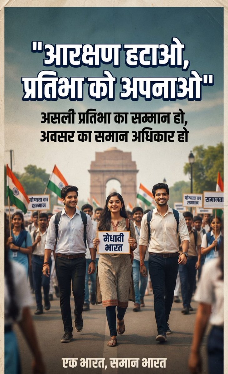 atulsin16288345's tweet photo. एक भारत, श्रेष्ठ भारत तभी संभव है जब हर नागरिक को उसकी प्रतिभा के आधार पर आंका जाए।
 डिग्री और नौकरी हुनर देखकर मिलनी चाहिए, जाति प्रमाण पत्र देखकर नहीं।
#EndReservation https://t.co/gvv9HGa5L9
