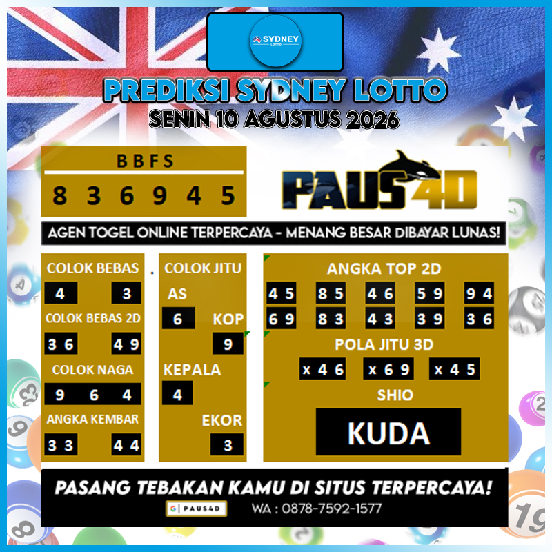 prediksikuda's tweet photo. PREDIKSI SYDNEY 10 AGUSTUS 2026 🐎
Prediksi ini GRATIS tanpa dipungut biaya!
Gunakan sebagai referensi ya! Tapi tetap, selalu ikuti kata hati sendiri ✨
#sydney #sdy #sydneylotto #prediksitogel #prediksisdy #prediksisdylotto #prediksisdyhariini #paus4d #situsterpercaya #fyp https://t.co/M0PjzeH2vf
