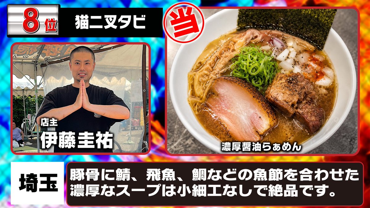 daitsukemenhaku's tweet photo. 【ラー1GP予選｜第8位】

猫ニ叉タビ
「濃厚醤油らぁめん」

豚骨に鯖、飛魚、鯛。魚節が押し寄せる濃厚醤油。
推したい人はRP！

📆10/10〜11/15
📍新宿・大久保公園
🕐11:00〜21:00
🍜食べ比べサイズ800円／2杯セット1500円
　　通常サイズ1,200円

#猫ニ叉タビ #ラー1GP https://t.co/z96ndKRnDv