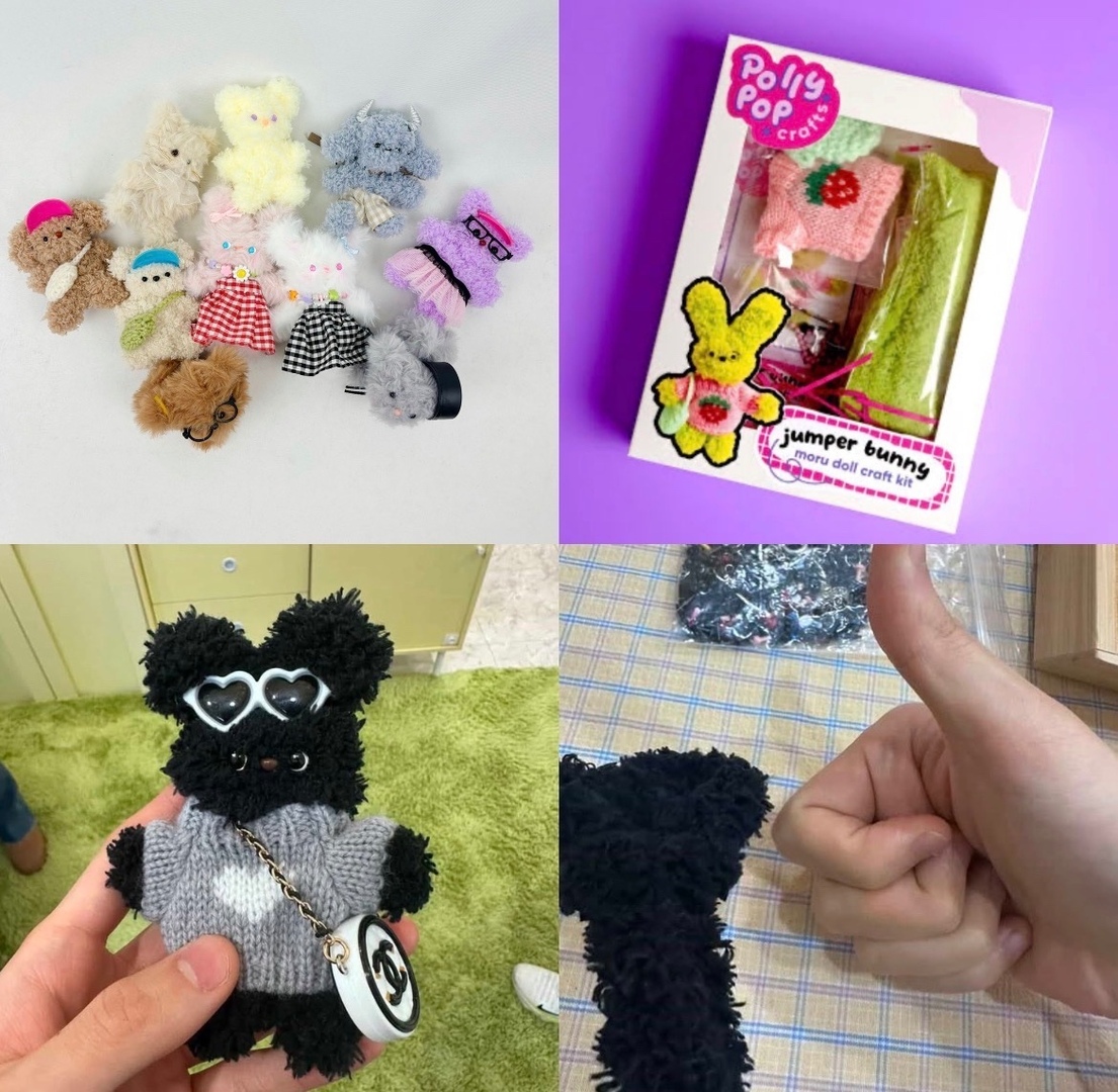 JNJMEnt's tweet photo. ternyata keychain -jnjm itu moru doll kit guys, yg harus DIY, dibikin sendiri dari 0 😭 

tipenya ga kyk blindbox, berarti mereka emg secara sadar pilih chara 🐶 &amp; 🐰 dan biasanya cmn include baju &amp; tas, jadi kamera JN itu keknya JN beli sendiri 😭 biar mirip nana ya jen 😇 -jnjm https://t.co/ioWVY1NANI