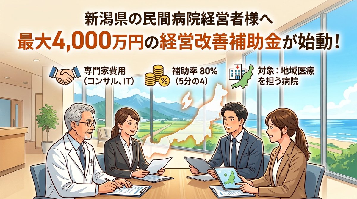 subInforma's tweet photo. 新潟県の病院関係！
物価高で赤字…と悩む病院を救う
「最大4,000万円」の補助金がスタートしました。
経営立て直しのための専門家コンサル費用が《80%》も戻ってくる衝撃の事実。
#新潟県
#病院経営 https://t.co/IrX3fbkVuJ