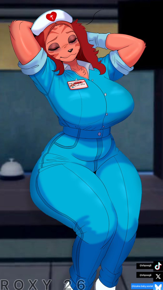 Shpoogli's tweet photo. Totally didn't forget to post this gulp

Nurse from animal hospital 😋 

I wasn't rly happy with the first background, so I just used a screenshot for the second one bc I thought it was funny lmao

#AnimalHospital #Nurse https://t.co/sG7nqhAoYE