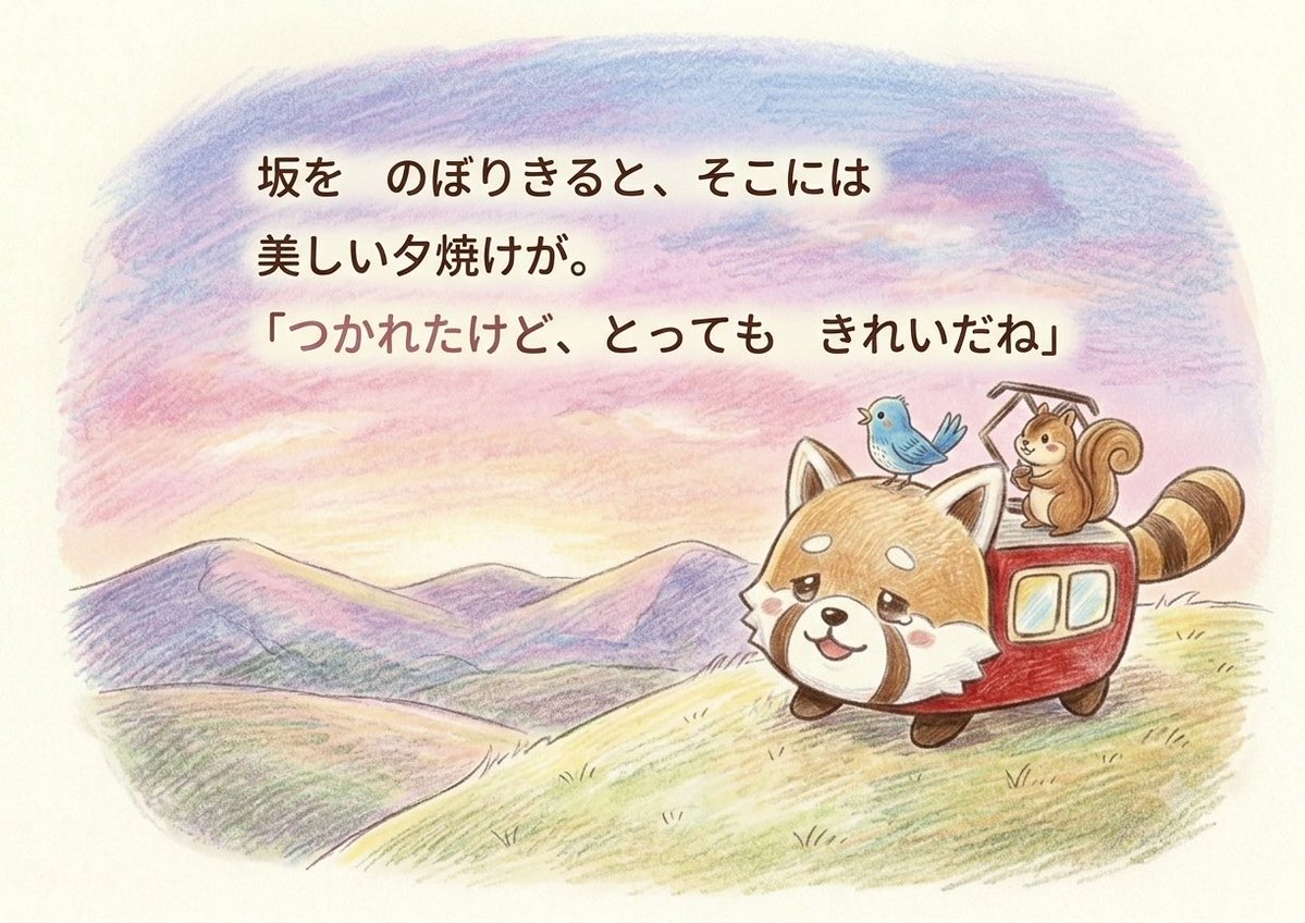 resshapanda's tweet photo. 絵本「れっしゃ〜ぱんだ・冒険の始まり」8ページ目 😆
全部で10ページあります‼️

#オリジナルキャラクター
#絵本
#レッサーパンダ
#かわいい
#キャラクター https://t.co/Ha81HRV5gg