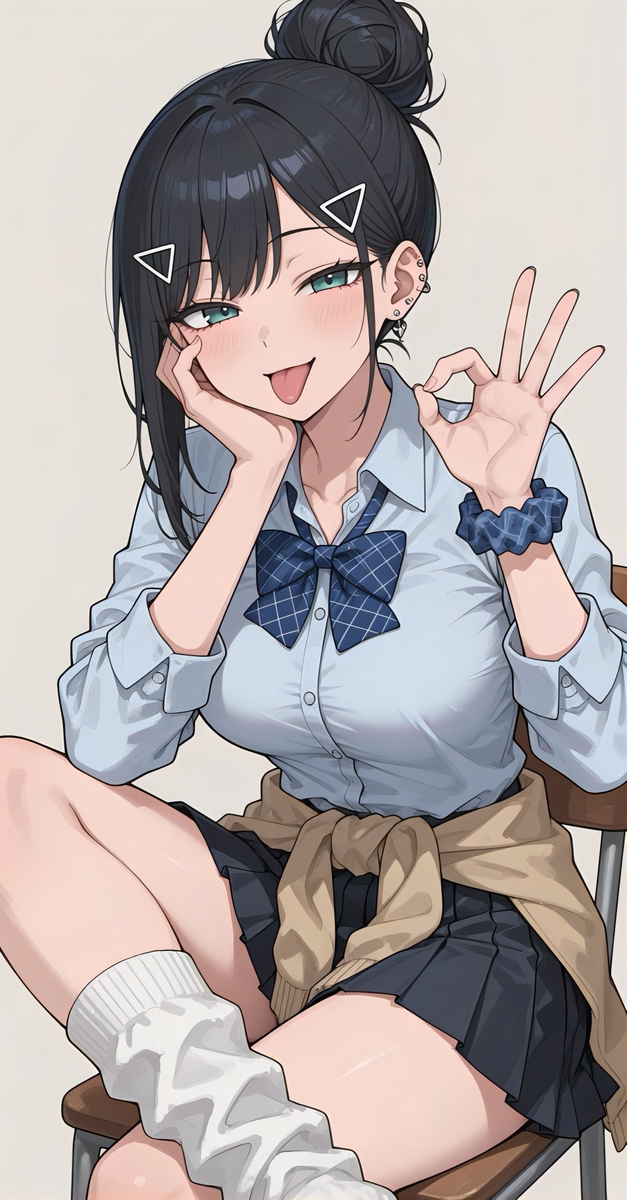 PalaceWaifus's tweet photo. College Student | Original Character
大学生 | オリジナルキャラクター
Artist: ラムダアトム（制服専門店）| SFW

Your classmate has been hitting on you all semester, but you kept ignoring her because you thought she was teasing you. When she made this lewd gesture at you, you finally took her seriously.