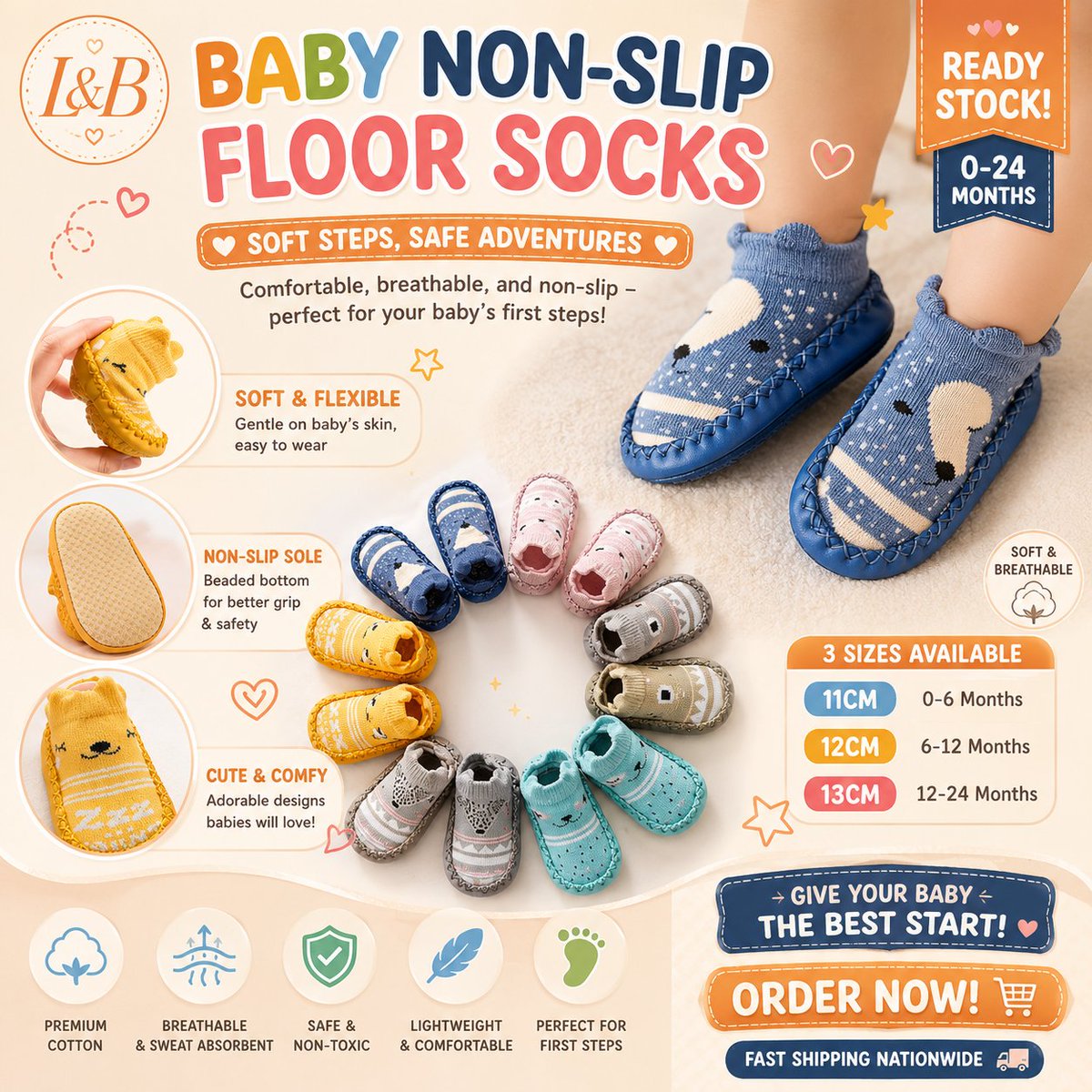 LavernRamirez's tweet photo. 🛒 [SHOP NOW] https://t.co/NASli09Bca

👣💕 Cute + comfy baby non-slip socks! Soft, breathable &amp; perfect for little feet taking their first steps. 🥰✨ Ready stock!

#BabySocks #NonSlipSocks #BabyEssentials #BabyFinds #FirstSteps #MomFinds #ShopeeFinds https://t.co/DDEt2BoXyo