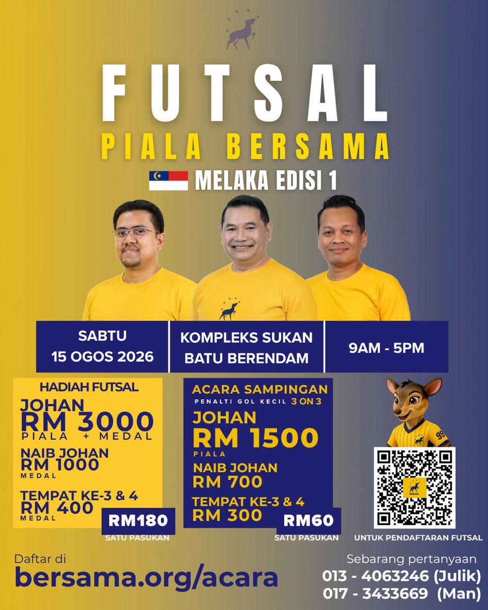 ibrahimsaninet's tweet photo. BERSAMA bukan parti politik semata-mata. Ini adalah gerakan rakyat yang membawa pendekatan kebajikan, pendidikan, sosial, kesukanan, kerjaya, dan lain-lain. Semuanya untuk menyatukan rakyat Malaysia. Jumpa di Melaka 15 Ogos ini dan raikan kemasyarakatan kita. Bersama kita merapatkan rakyat Malaysia.