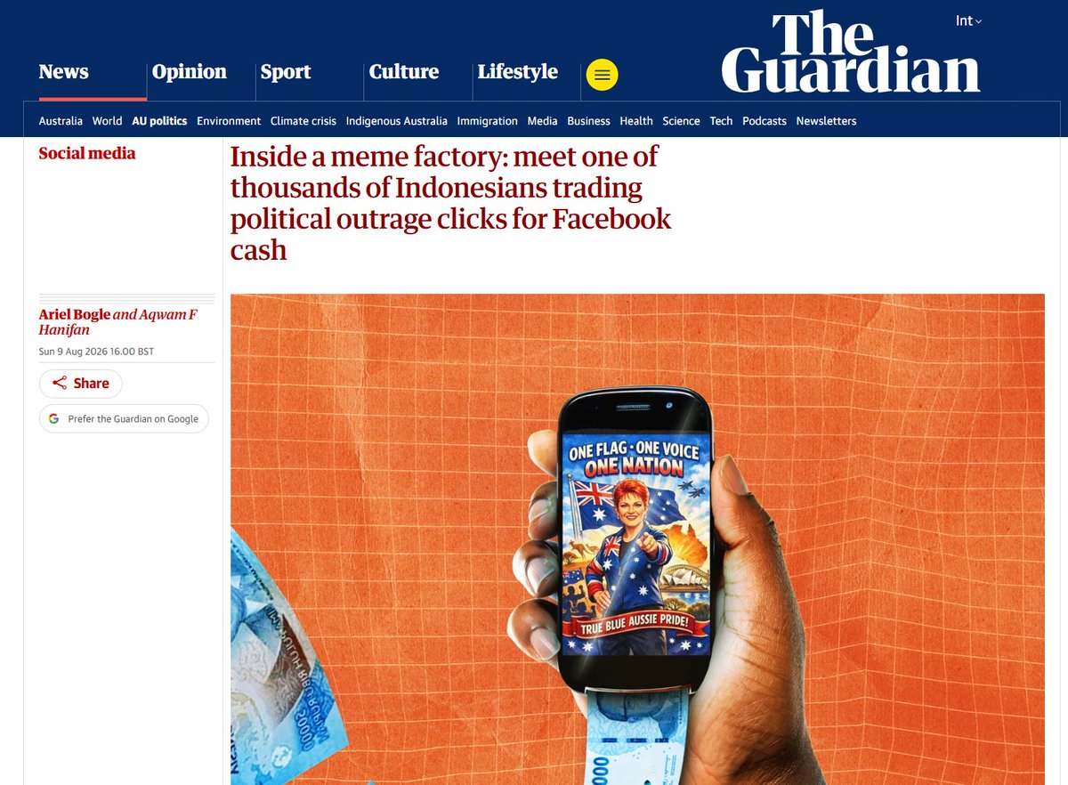 aqfiazfan's tweet photo. Ini contoh kasus kalau monetisasi platform gak diatur dan dibiarkan ugal-ugalan. Bagaimana banyak ibu-ibu di pedalaman Kalimantan atau Sumatera secara gak sadar terlibat dlm berita-berita hoax pendukung Trump atau kelompok konservatif kanan di Amerika, Eropa atau Australia. 

Saya intens ngulik ini dari 2 bulan lalu, laporan panjang sedang on going berjalan. Feelingku ini akan jadi bom masalah besar di musim Pemilu 2029 nanti. 

Link artikel: https://t.co/7HFYcaUl6M