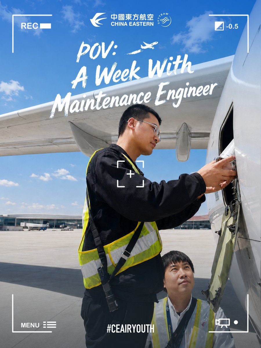 CEAirglobal's tweet photo. POV: A Week With #CEAirYouth 
Step into the perspective of CEAir's young maintenance engineer and see what happens behind the scenes before takeoff: 
☑️ Aircraft walk-around inspection 
☑️ Engine and system checks 
☑️ Technical log review 
☑️ Final safety confirmation https://t.co/Or2xuojlo1