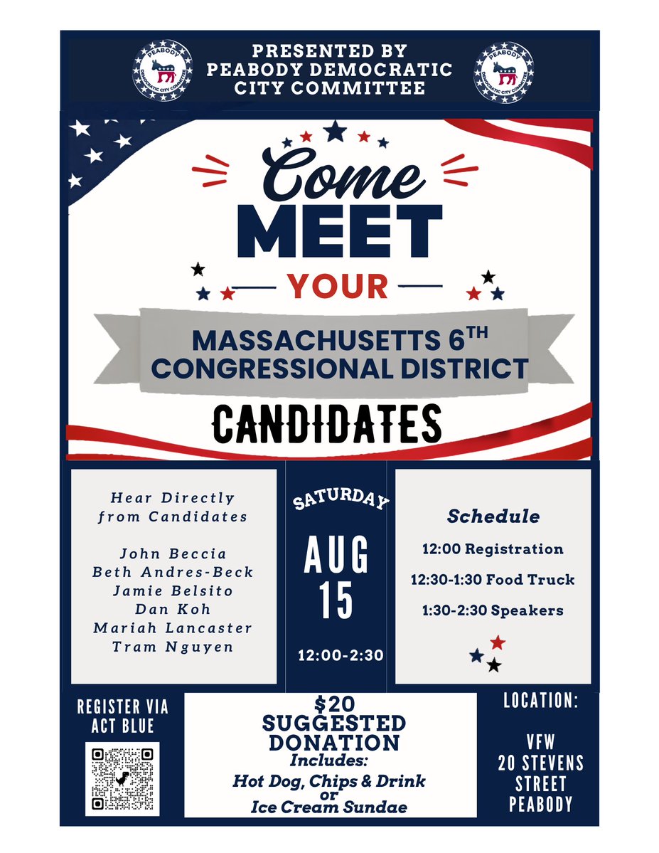 peabodydems's tweet photo. @dukeofgloucestr @MassDems Join the conversation about the future of Mass' 6th Congressional District
✔️Lt Governor Kim Driscoll is coming
✔️Congressional candidates are coming
✔️Roll Call is coming
✔️The community is invited
more https://t.co/1DIqjv6MIG
#PeabodyMA #PeabodyDems #MA6 #massdems #mapoli https://t.co/gDCF6M2QA8