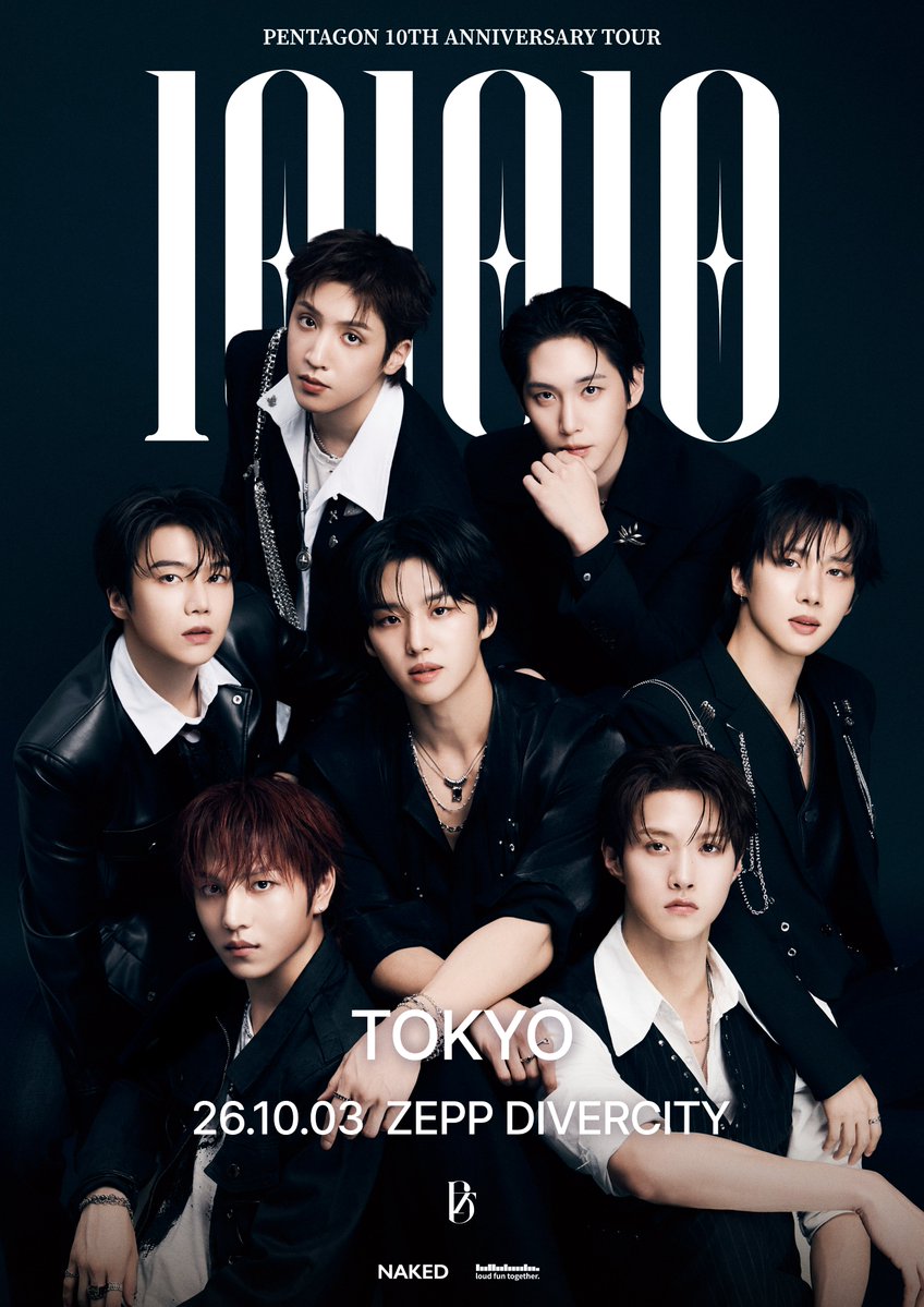 LFT_official_'s tweet photo. PENTAGON 10th Anniversary Tour <101010> in Japan

「人生、ユニバース、そしてすべての答え。」

10年間の思い出。
そして、これからも続いていく新しい物語。

PENTAGON 10th Anniversary Tour <101010>

大阪と東京で、UNIVERSEの皆さんにお会いします。

PENTAGONの過去・現在・未来をともに刻む、
かけがえのない特別な瞬間を、どうぞお見逃しなく。

チケットのお申し込みはこちら👇
🎫 iT'S MEMBER先行(抽選)
⏰ 8/14(金)18:00〜8/23(日)23:59
🔗 https://t.co/2uhtd1ECO2

🎫 オフィシャル最速先行(抽選)
⏰ 8/14(金)18:00〜8/23(日)23:59
🔗 https://t.co/yxPmIBhgzv

-
📍 10/1［大阪］
1部：13:30 / 2部：18:30
@ ZEPP NAMBA

📍 10/3［東京］
1部：13:30 / 2部：18:30
@ ZEPP DIVERCITY

#펜타곤 #PENTAGON #PENTAGON_101010
#PENTAGON_10th_Anniversary
#라우드펀투게더 #loudfuntogether