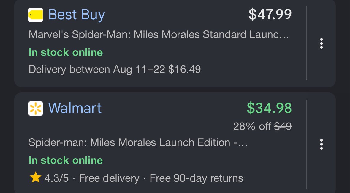 glitchtoriches's tweet photo. $50 SPIDER-MAN: MILES MORALES PS5 GAME FOR $19.48!

That’s $30.51 OFF the regular $49.99 price!

https://t.co/EsVHnfaYeV

Best Buy has it for $47.99
50+ bought since yesterday

Grab it before it jumps back up! #ad https://t.co/SfaBlNzZL3