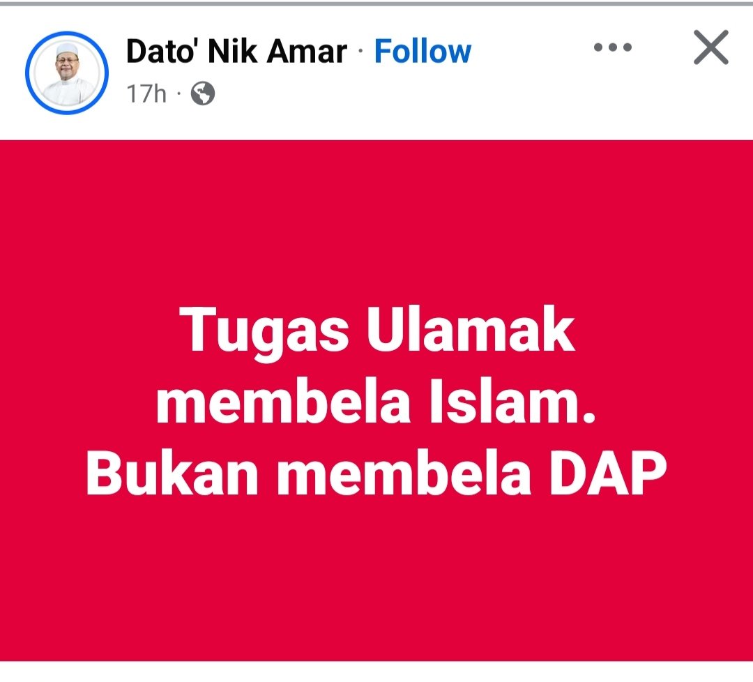 wfauzdin's tweet photo. Tugas ulamak juga bukan menfitnah Dap dan bukan menunggang Islam https://t.co/DsCa5VIPXz