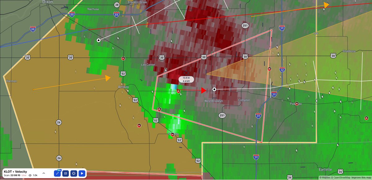 OfficialNHTRC's tweet photo. ...A TORNADO WARNING REMAINS IN EFFECT UNTIL 1030 PM CDT FOR
SOUTHEASTERN LEE COUNTY...

At 1008 PM CDT, a confirmed tornado was located near Sublette, or
near Amboy, moving east at 15 mph.
#ILwx https://t.co/YjxO4654OM