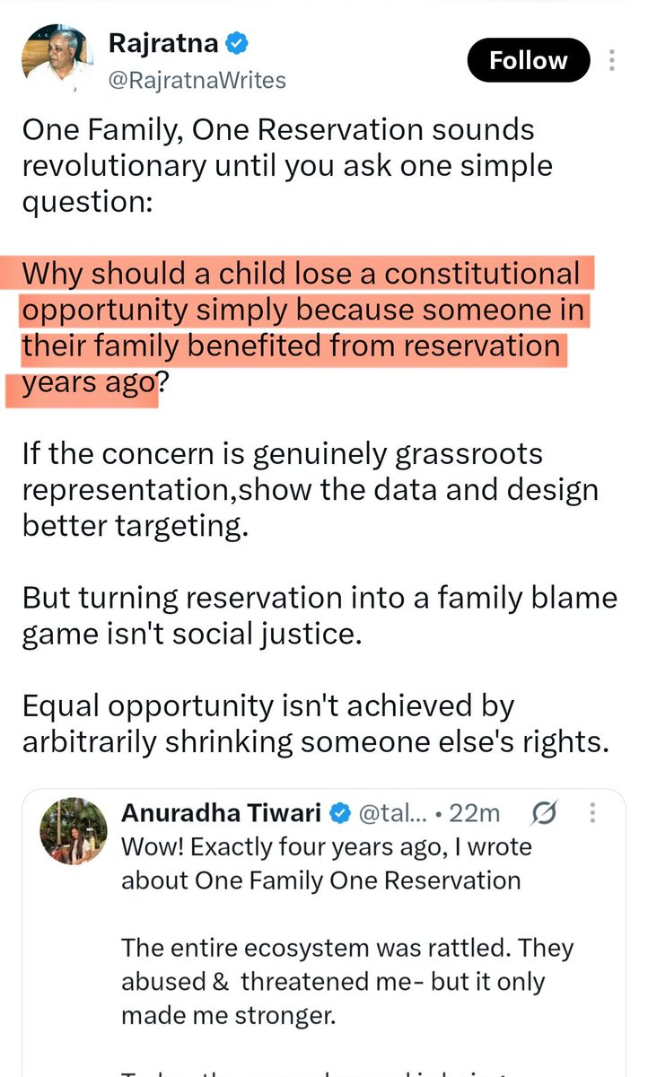 neha_laldas's tweet photo. "Why should a reserved category child lose a constitutional opportunity simply because someone in their family benefited from reservation yrs ago?"
-Ambedkarite ji

But he wants GC kids to suffer because of something which happened 5000 yrs ago.

The hypocrisy is astonishing! https://t.co/3BDZU8O1hJ