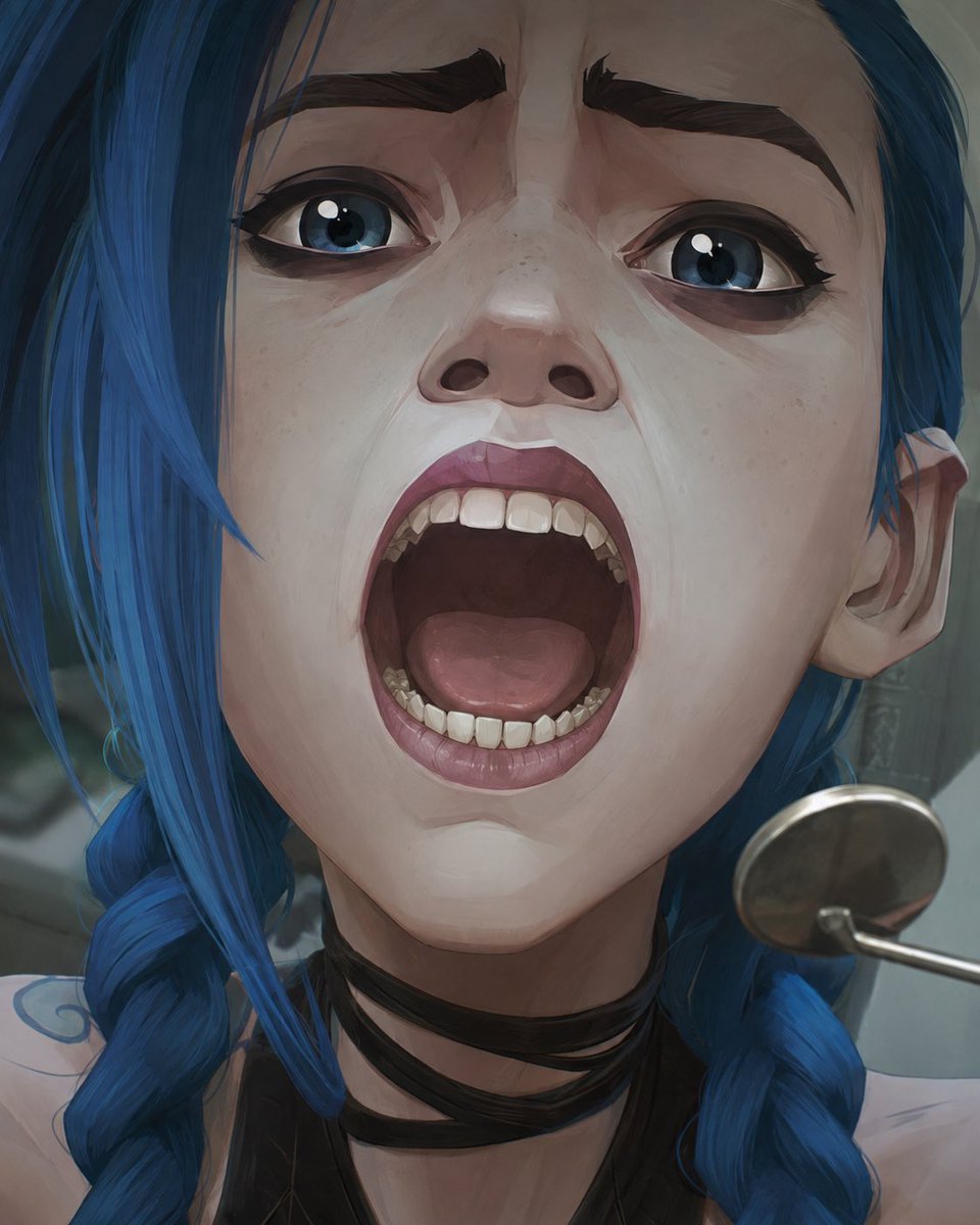 Nemspy's tweet photo. Say aaaah!

#jinx #arcane #dentist https://t.co/x6O1x2CKQF