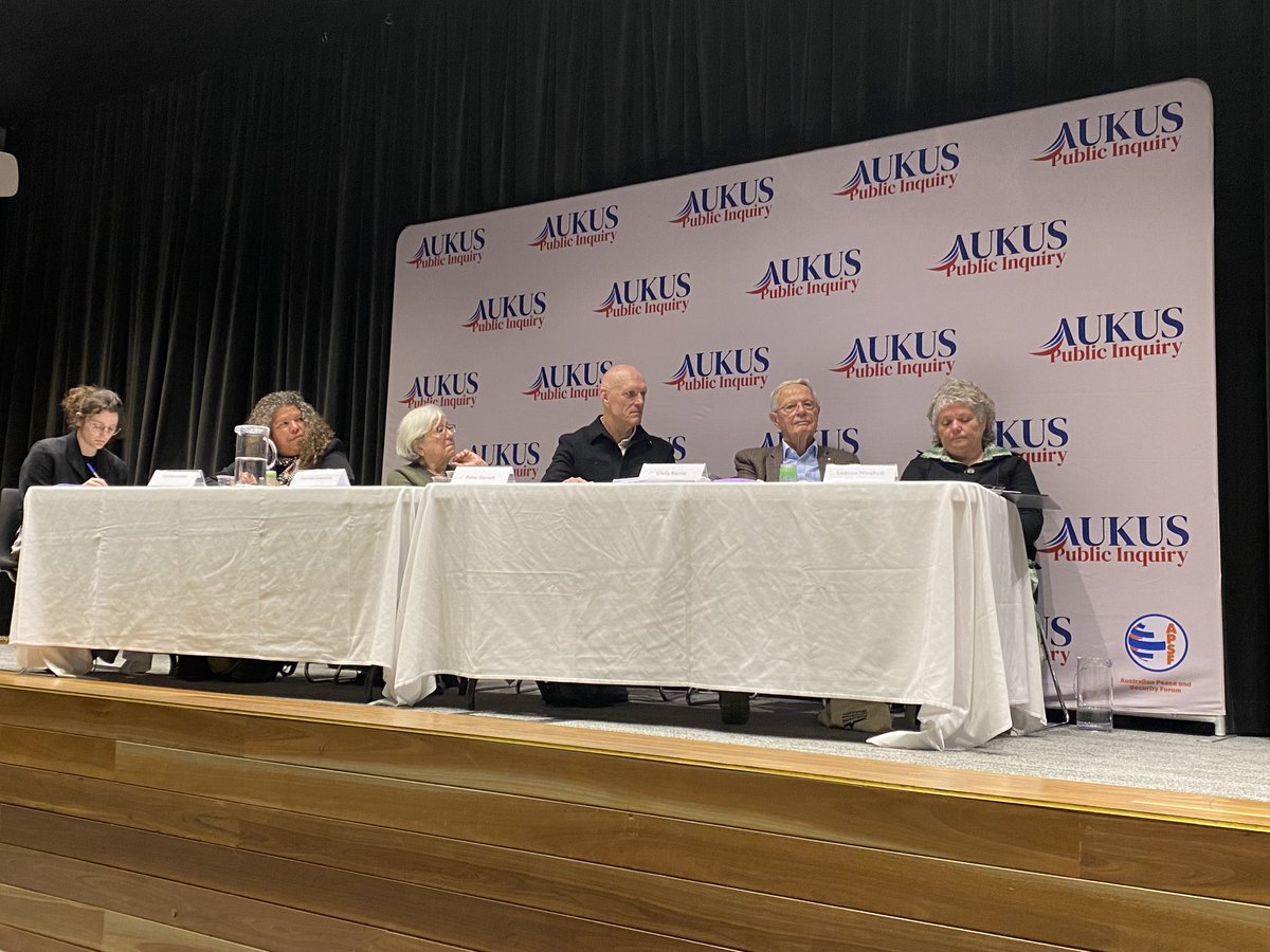 DougCameron51's tweet photo. What a fantastic morning at the AUKUS Public Inquiry in Sydney. Malcolm Turnbull, Bob Carr and unions making compelling case against AUKUS. https://t.co/OfZA4O3itQ