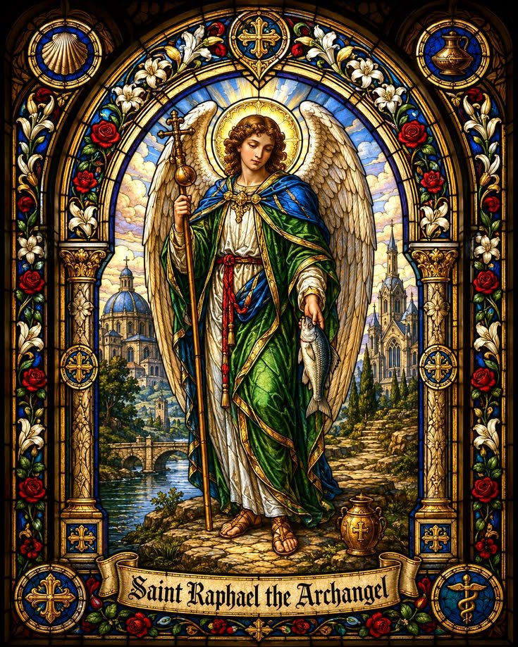Mothermary0012's tweet photo. Saint Raphael the Archangel protect us. https://t.co/zzMPPdjQuO