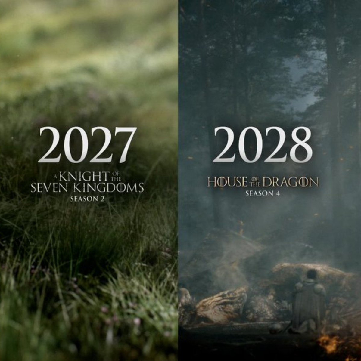 ThronesUpdates's tweet photo. Next up for the 'Game of Thrones' universe:

- 'A Knight of the Seven Kingdoms' Season 2 will release early 2027.

- 'House of the Dragon' Season 4 will release mid 2028.

- 'Aegon's Conquest' feature film will release beyond 2027. https://t.co/FeskbyD4vN