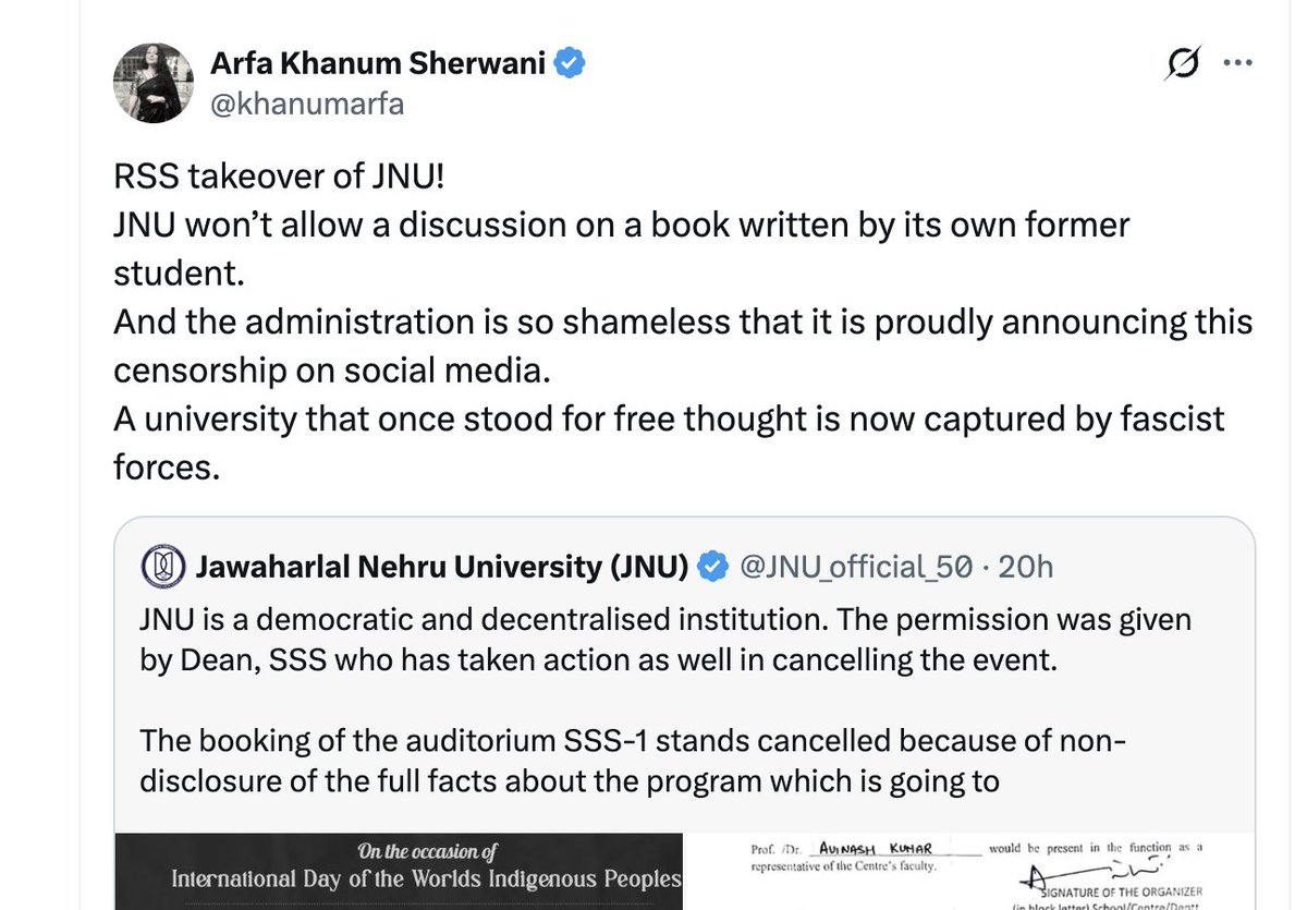 AtriNeeraj's tweet photo. Tch! Tch!

What the Jahadan Bibi is not telling is the name of the author.

Author is Umar Khalid.

Jihadi gang was planning to glorify him. https://t.co/rBWuiZ3mKb