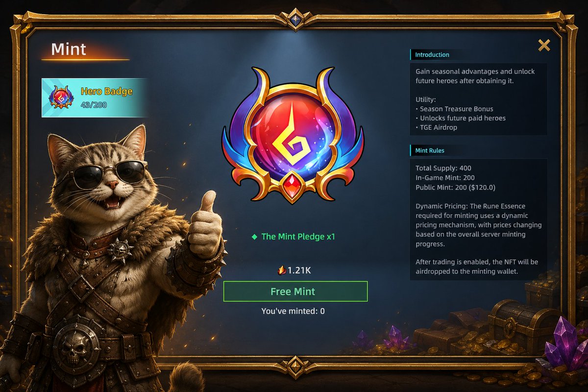 joespanielx's tweet photo. Finally! 🔥

It definitely wasn't easy. The Rune Essence price is dynamic, so it keeps increasing. I guess the more people mint, the higher the price gets.

I was grinding for the crystals and Rune Essence for quite a while, and I was starting to worry that the price would keep going up.

But the most important thing is...

I made it in time! 🏆

Hero Badge minted! ⚔️🔥

Now let's see what rewards and future benefits it brings. 👀

@playrunehero @SeiNetwork @SynergyGuild