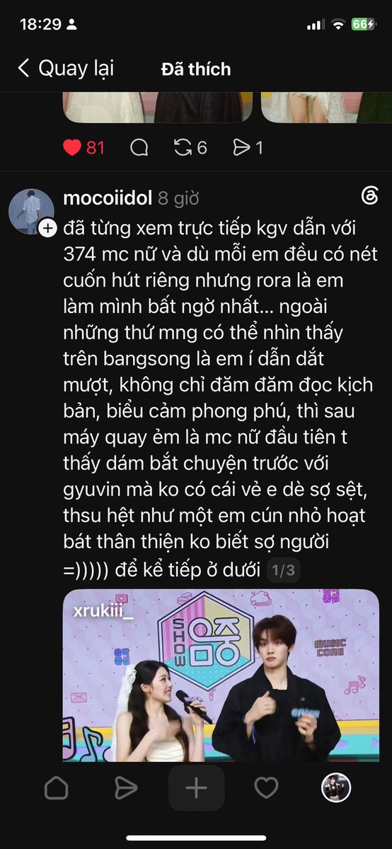 PandauRORA_Lee's tweet photo. I want to share this insights from a Gyuvin fan who was actually in the audience watching them MC last saturday! This is one of the best things I've read this week about #RORA 🥹

"I’ve watched Gyuvin MC live with 374 different female MCs before, and while each girl has her own unique charm, Rora surprised me the most... Aside from what everyone can see on-air—like her smooth hosting, not just staring at the script, and her rich expressions—off-camera, she’s the first female MC I’ve seen who confidently strikes up a conversation with Gyuvin without being shy or hesitant at all. Seriously, she's just like a bright, friendly little puppy who isn’t afraid of people at all =)))))

Normally before the camera starts rolling, the female MCs get super nervous and keep practicing the script over and over again (even Gyuvin is like that sometimes for difficult segments). But during this part, she turned to strike up a conversation with Gyuvin like, 'How long have you been working here? Ah, a year and a half? Wow, that's so cool!! Oh, you're leaving soon?? Wow, well, congratulations anyway!' =)))))))) Then during this other part, Gyuvin danced the wrong choreo (because they played a different song during rehearsal compared to the live broadcast), so she turned to playfully scold him like crazy, while Gyuvin kept whining and complaining about how unfair it was. Seriously, the two of them looked exactly like two puppies playfully biting each other

But it’s not like she’s over-friendly in a messy, annoying way that makes people uncomfortable 🥹 I held up a sign asking Gyuvin if his insomnia has gotten worse lately, but she read it first, so she tilted her head like, 'Huh, am I having insomnia?' 😭 So I lowered my paper and apologized to her. She just giggled, made heart hands 🫶🫶🫶, and said, 'It's okay, I sleep really well' =))))) Huhu, she's so playful! But when I asked if she got chosen to be the official MC, she said she didn't 🥲 If she were chosen, I’d definitely go see her often just for fun 🥹Oh, and by the way, during this part, she even sang live =)))))))) Though when it went on-air, the background music was already playing"

Isn't this the cutest thing?