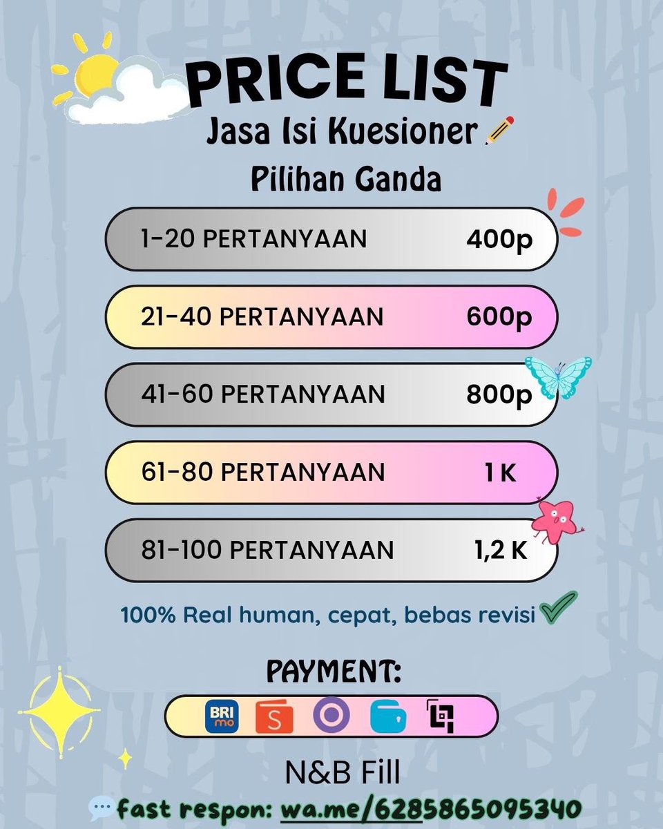bnbeyessslast's tweet photo. hari ini jasa isi kuesioner open yaa, yuk start 400p aja! #zonauangㅤ https://t.co/SslH1vosDV