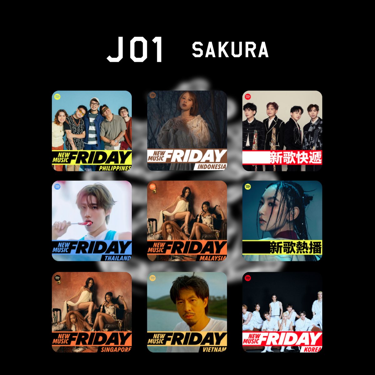 official_jo1's tweet photo. [📢] #Spotify (@SpotifyJP)
'SAKURA' PLAYLIST IN🌸

🎧New Music Friday
Philippines, Indonesia, Thailand, Malaysia, Singapore, Vietnam, Korea

🎧新歌快遞, 🎧新歌熱播

Check it out👀
https://t.co/PnnL7Ayeb7

#JO1 #JO1_ANIMAL #JO1_SAKURA https://t.co/qnGuVpgvox