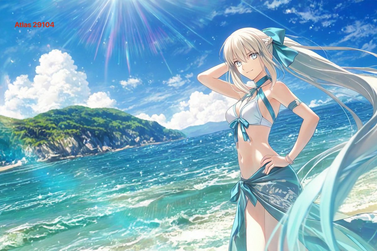 AtlasSub2's tweet photo. Along the Same Ocean 
勝手に海と水着姿のイベントです。
女性サーヴァントを讃えるために、時々投稿します😊
#モルガン https://t.co/Duko0YIa8v