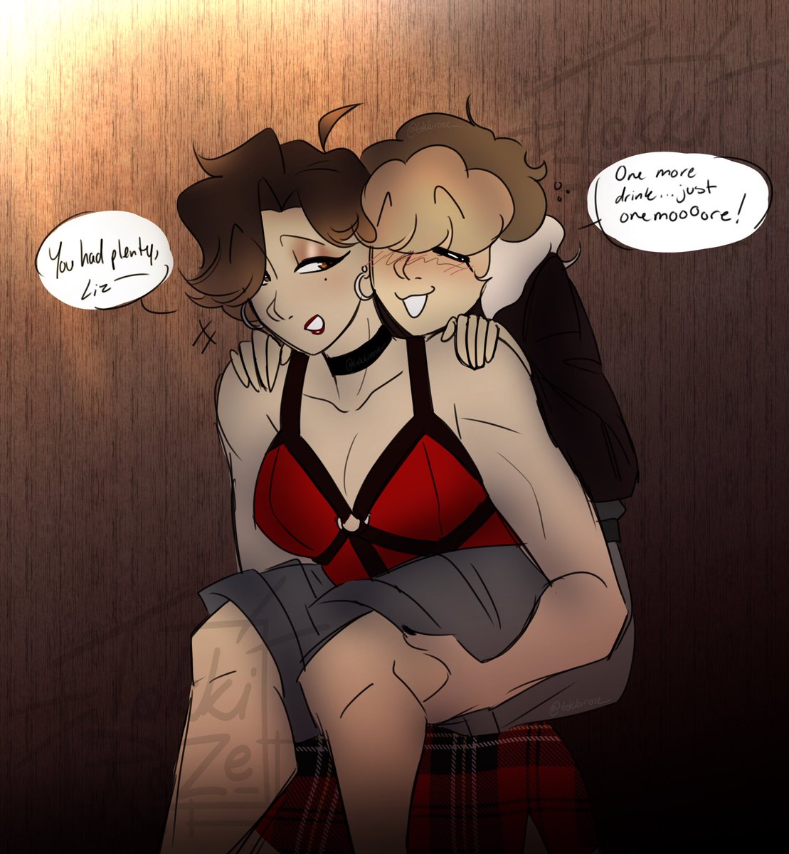 tokkiroze_'s tweet photo. 30 Day OC Challenge w/ @Meeblz96 Day 8: Drunk 🍷

Elizabeth (@Meeblz96) got drunk so her bestie takes charge of carrying her home ✨
#oc #originalcharacter #artistsoftwitter https://t.co/HIzNAHTSHe