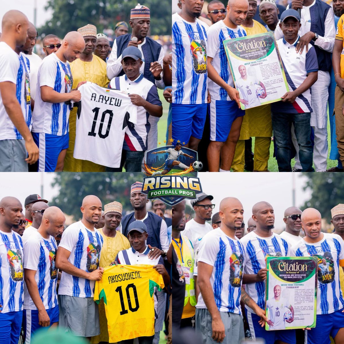 legend_ba1's tweet photo. Pure football at Akurem Highlanders Park - Kumasi 🇬🇭 Dede Ayew XI 1–2 Songhai XI.
An impressive football showcase as Ghanaian stars graced the pitch, with Dede Ayew XI receiving a special citation for their participation. ⚽

A beautiful celebration of football, talent and community. 🇬🇭

#RisingFootballPros #DedeAyew #JordanAyew #MubarakWakaso #BenjaminTetteh #GhanaFootball #Akurem #GhanaToTheWorld