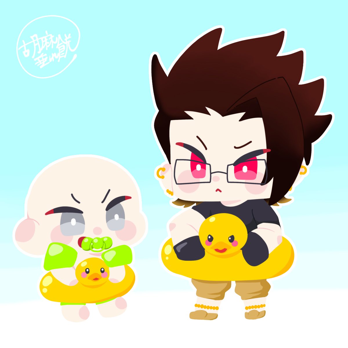 kawaii_moti's tweet photo. マネーくん確かカナヅチだったよね？赤ちゃんとお揃いの浮き輪つけたっていいんだよ🛟
 #ウォーターチャレンジ
 #FAですまない https://t.co/8lmGmjZ1Rt