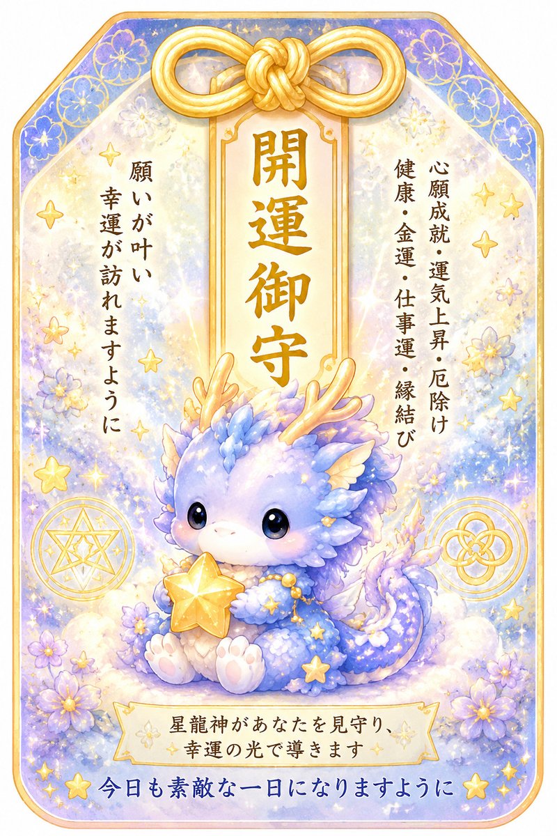 本日の開運お守り(^^)/ 🌟🐉✨ 🎁 もれなくプレゼント 🎁 幸運を