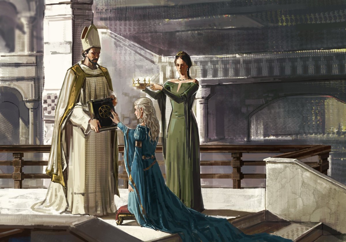 Nyxara_xx's tweet photo. 🩵Good night, my queen Helaena.🩵

Then Queen Alicent removed her own crown and placed it upon the head of her daughter, Helaena, the wife and sister of King Aegon II.

"My Queen," Alicent said, and kissed her cheeks. Then she knelt before her daughter. 

"Your Grace."

#hotd https://t.co/rI39dl7eDl