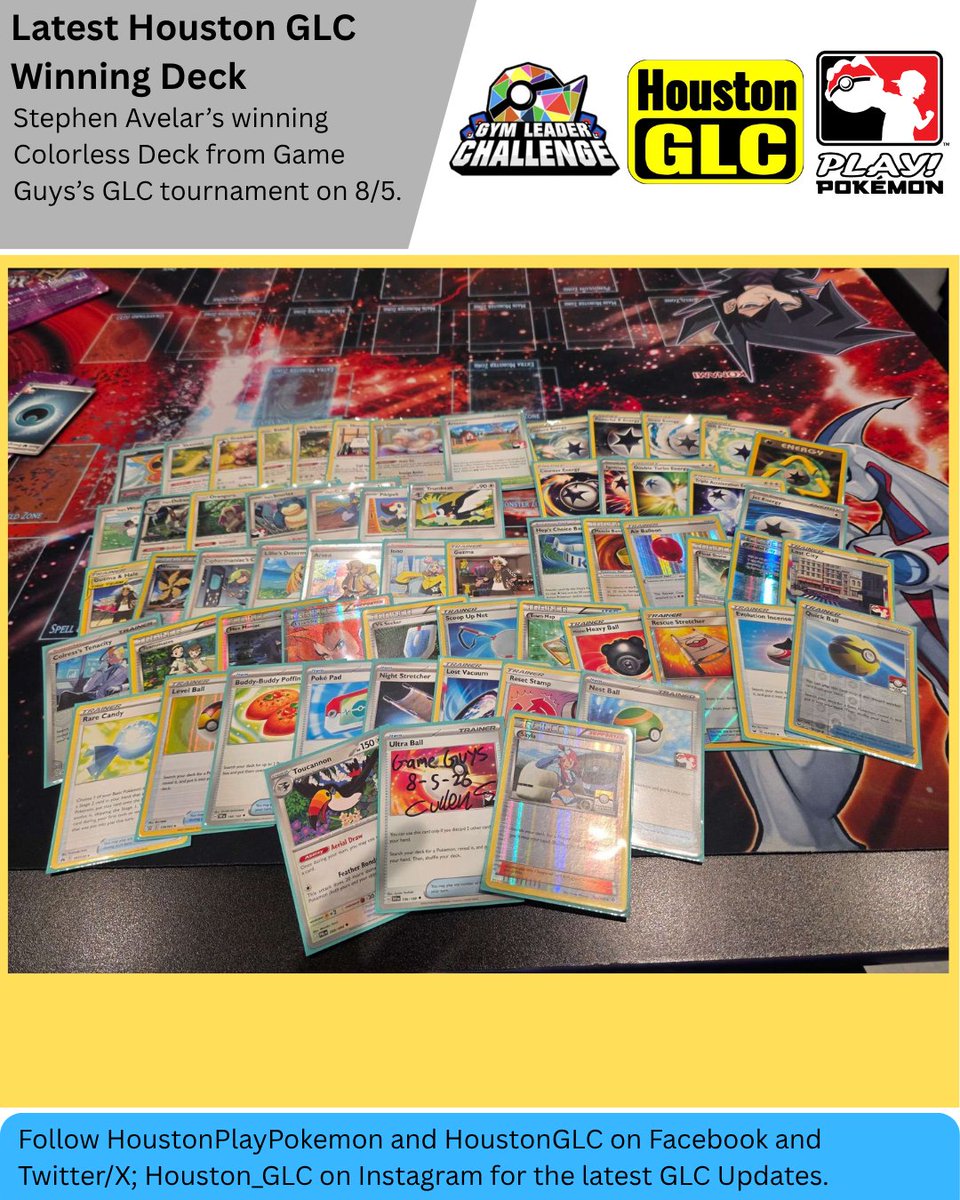 HoustonGLC's tweet photo. RECENT HOUSTON GLC TOURNAMENT WINNER AND WINNING DECK! PLUS SECOND PLACE DECK! https://t.co/kxHe6rGo98