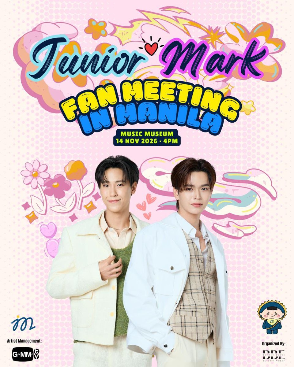 ThaimazingMNL's tweet photo. JuniorMark Fan Meeting in Manila this November 14, 2026 at Music Museum!

Tickets selling: August 17, 2026 at 10:00 AM (PHT)
🔗 https://t.co/ZD6saSKVFK

#JuniorMarkFMInManila 
#GMMTV #junniorrs #markjrtn 
#JuniorMark @jnnrrs @Markjrtn https://t.co/rs7DQJ4em8