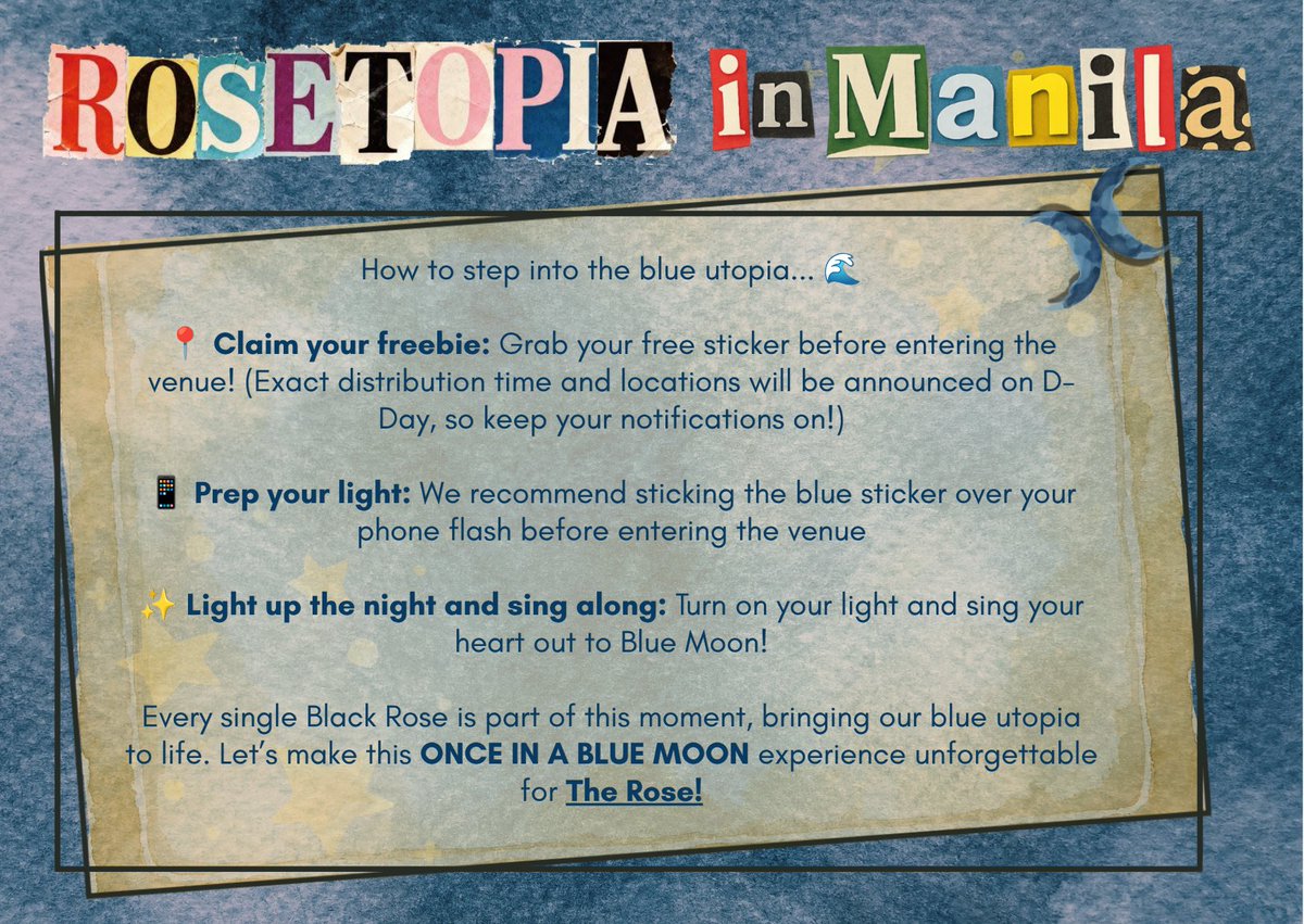 fortherose_0803's tweet photo. ✨FREEBIE DROP: ONCE IN A BLUE MOON✨

Manila Black Roses, welcome to ROSETOPIA — where music meets magic!🌹✨

#TheRose #THEROSEInManila 
#더로즈 #ROSETOPIA 
#ROSETOPIAInManila 
#ONCEINABLUEMOON

Let us make memories to keep💫
Let us paint MOA Arena BLUE on August 15, 2026! https://t.co/NHhRreZS62