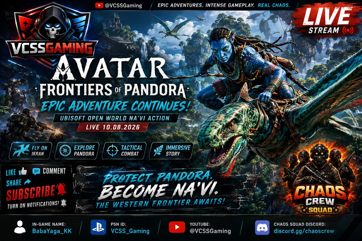 Kabeer_fatimid's tweet photo. 🎮 Avatar: Frontiers of Pandora 🌿

🔥 The epic adventure continues! Explore Pandora, soar with your Ikran, and take on the RDA in another action-packed live session.

🔴 LIVE NOW — @VCSSGaming

📺 https://t.co/CMXlelHYNw

👍 Like • 💬 Comment • 🔔 Subscribe • 📢 Share https://t.co/khgaxsG8Zo