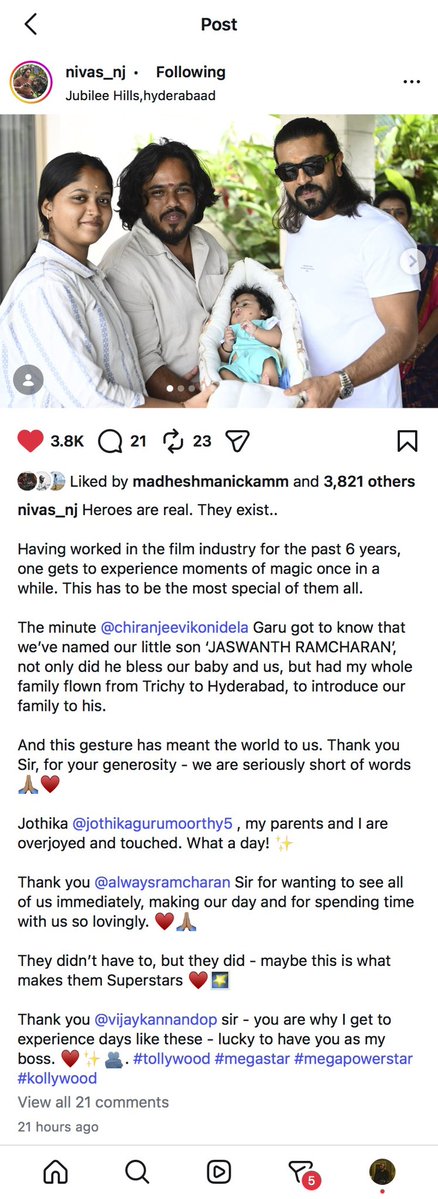 vijaykartikdop's tweet photo. Heroes do exist in real life!

What makes them real heroes goes far beyond what we see in these pictures.

Respect and love to you, @KChiruTweets sir &amp; @AlwaysRamCharan sir ❤️

Thank you for inspiring us with your hearts. ✨ https://t.co/CCVMH7xCq9