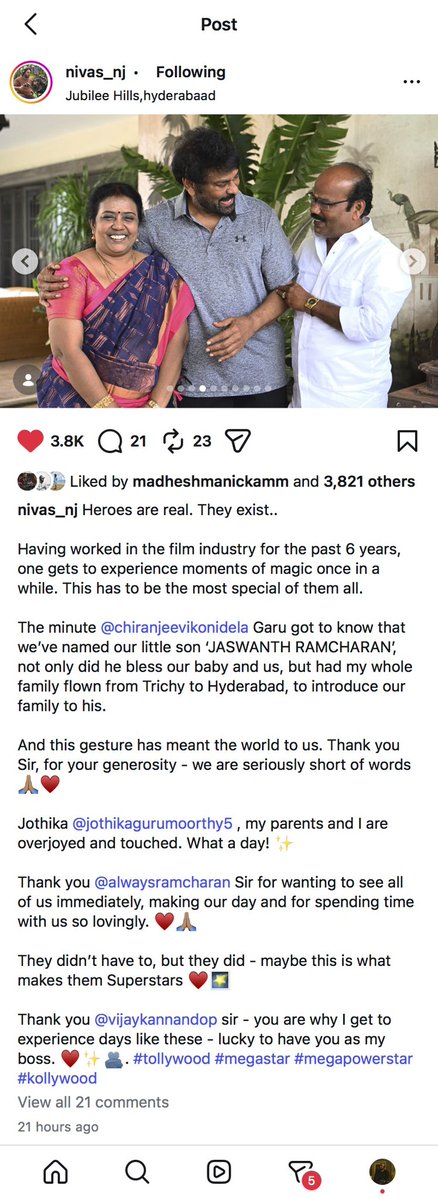vijaykartikdop's tweet photo. Heroes do exist in real life!

What makes them real heroes goes far beyond what we see in these pictures.

Respect and love to you, @KChiruTweets sir &amp; @AlwaysRamCharan sir ❤️

Thank you for inspiring us with your hearts. ✨ https://t.co/CCVMH7xCq9
