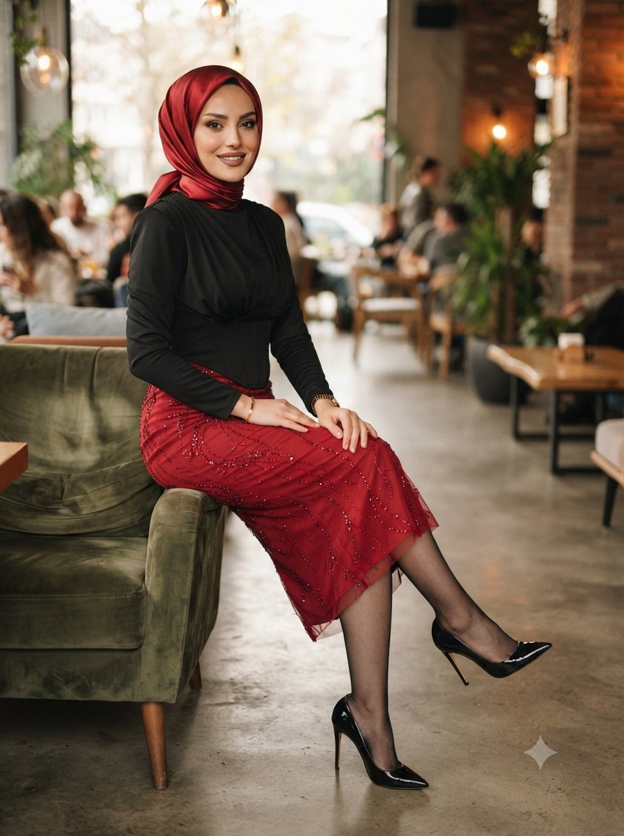hijabmodelai's tweet photo. Topuklu ayakkabılı ipek eşarplı şifon etekli modern türbanlı Hülya 💫🔥🌟✨✨ https://t.co/qWa6F3guby