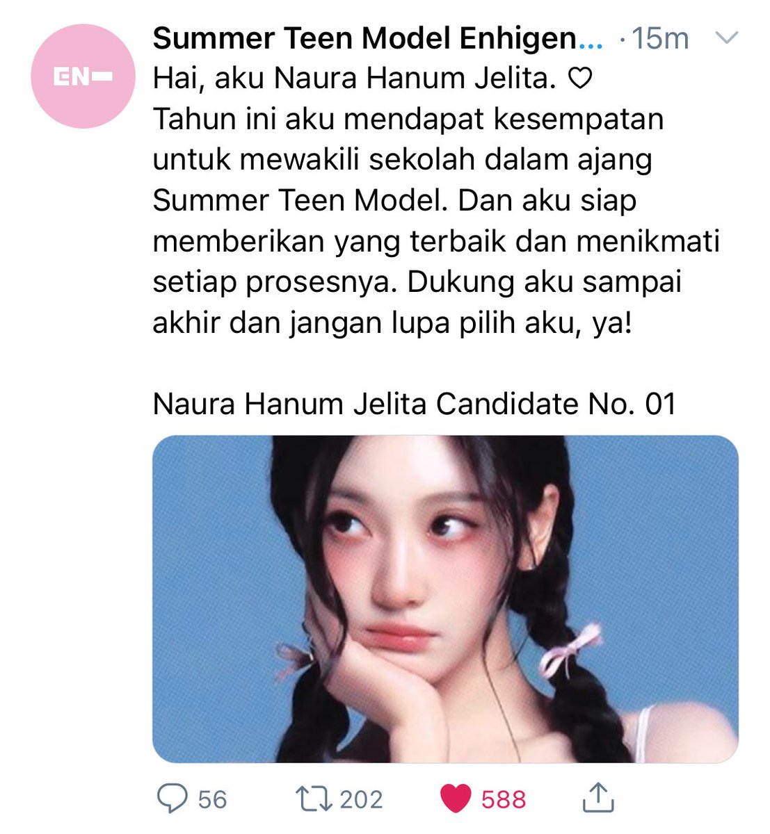 jakeuitb's tweet photo. ★  edisi yaya jadi kandidat summer teen model di sekolah 📀💖🎀🧁

#sungjake five tweets au, from eren &amp; yaya https://t.co/E8xtbPbFiB