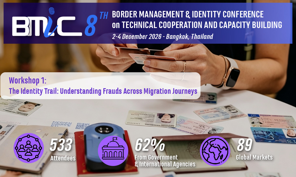 APSCA_Updates's tweet photo. #BMIC8 Workshop 1, The Identity Trail: Understanding Frauds Across Migration Journeys - the trends, patterns, techniques in document and identity frauds that government authorities are facing today. Join @IOMAsiaPacific and APSCA in Bangkok on 2-4 Dec 2026 https://t.co/EERzYU7agO https://t.co/u2jeHMByby