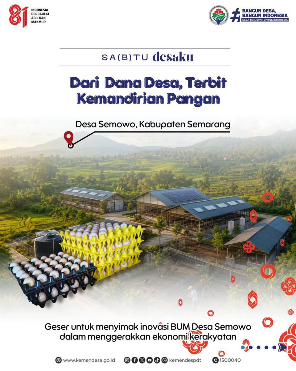 Petaloras's tweet photo. Kemandirian Pangan🌾

Di Desa Semowo, Kabupaten Semarang, Dana Desa tidak hanya menjadi anggaran pembangunan, tetapi juga dioptimalkan untuk menggerakkan potensi ekonomi desa. https://t.co/sr0ETYjQxV
