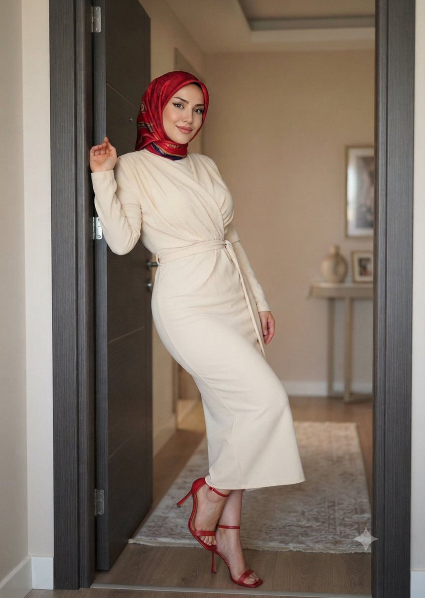 hijabmodelai's tweet photo. İpek eşarplı topuklu ayakkabılı abiye elbiseli modern türbanlı Esra ✨🌟🔥💫 https://t.co/zVhSo1eNwF