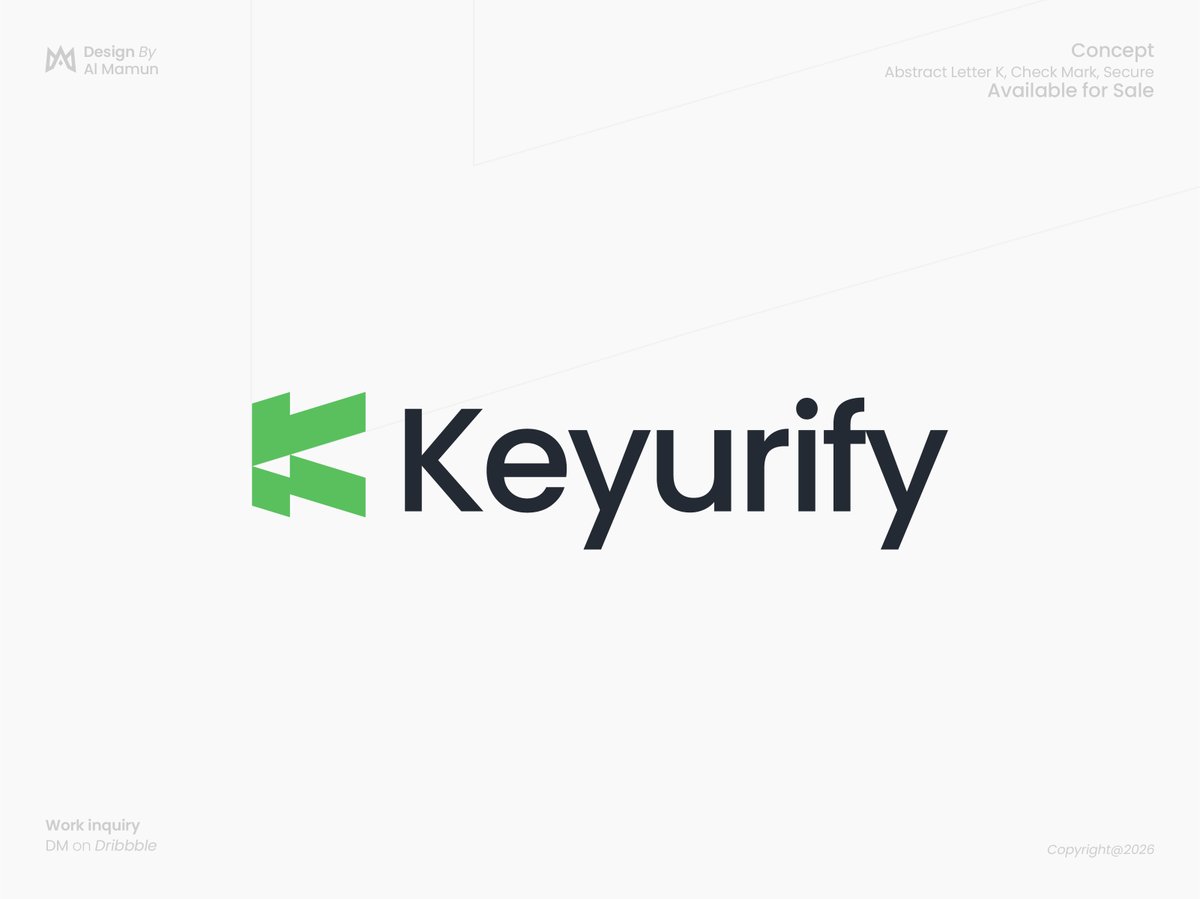 designishkul's tweet photo. Keyurify β Your Key to Trust.π
A modern geometric identity built around an abstract K, check mark, and secure form.
#Keyurify #LogoDesign #BrandIdentity #Fintech #FintechBranding #TechLogo #LogoDesigner #Logotype #Lettermark #MonogramLogo #GeometricLogo #MinimalLogo #Branding https://t.co/dBOYWpwZUu